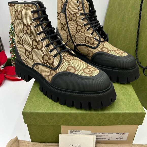 Men’s Gucci maxi GG combat boots lug soles size 13 made in Italy - Picture 3 of 7